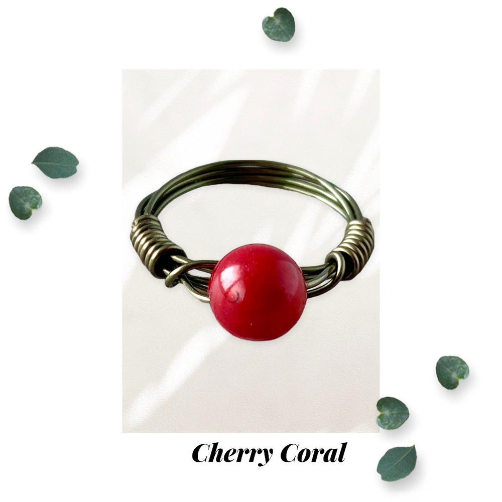 Red Bamboo Coral Ring Size 5